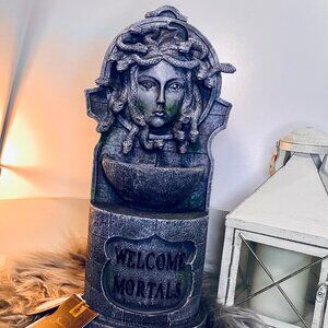 Authentique's Spooky Night Medusa Weathered Stone Statue EYES LIGHT UP! - READ